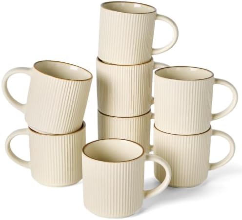 famiware Coffee Mug Set of 8, Star 12 oz Ceramic Mugs Cups Set with Handle by Famiware