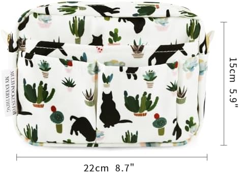 Multiple Pockets Portfolio Organizer with Zipper,Makeup Bag Pencil Pouch - Image 2