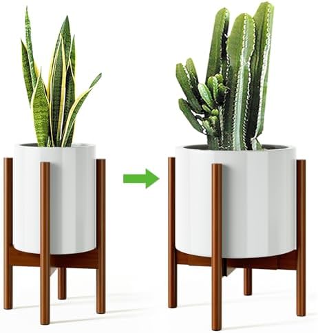 MUDEELA Plant Stand for Indoor, Bamboo Material, Dark Brown, 14.5 Inch Tall by MUDEELA
