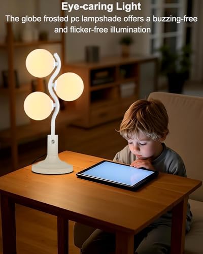 Lightdot Mid Century Globe Table Lamp Dimmable Modern White Desk Lamp - Image 4