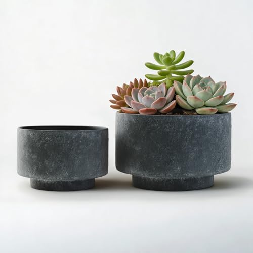 Succulent Pots, 8"+6" Plant Pots, Ceramic Planters for Indoor Plants by YBXYIBOXUAN
