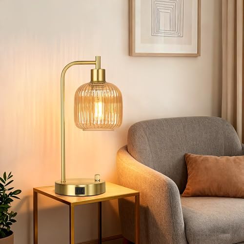 Champagne Glass Table Lamps Set of 2, Dimmable Bedside Lamps for Bedroom - Image 6