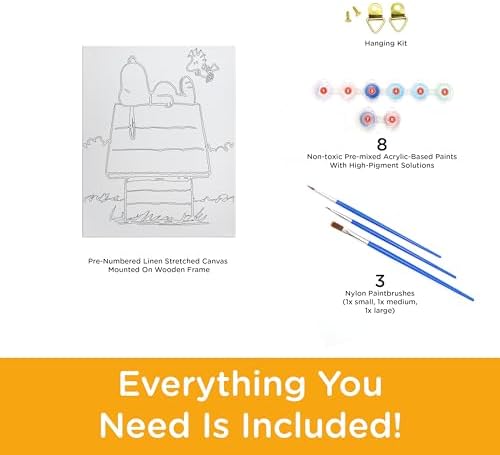 Aquarius Peanuts Snoopy Paint by Numbers Kit, 8.5 x 11 Mini Canvas Art by Number Set for Adults and Kids, Officially Licensed - Image 3