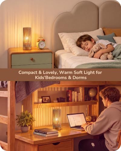 EDISHINE Rattan Table Lamp 9.85", Rosewood Color Wood Base, No Assembly - Image 6