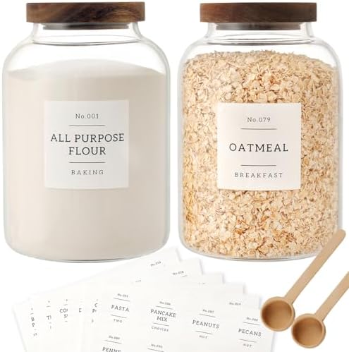 CZSZYGHBAO 2 PCS Large Glass Jar with Airtight Lid, Glass Food Storage Jars for Tea,Spice,Cereal, Egg,Flour,Coffee and More(70 FL OZ/2000 ml) by CZSZYGHBAO