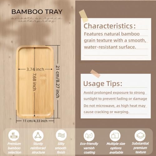 1PCS Bamboo Bathroom Trays - Suitable for the Bathroom,Kitchen,Breakfast Tray and Decorative Tray (8.27 in * 4.33 in) - Image 2