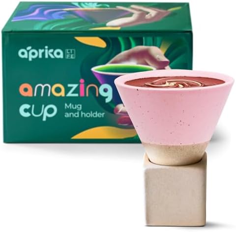 aprikalife Japanese Pottery Coffee Mug with Base 200ml - Ceramic Handmade Triangle Cone Funnel Shaped Retro Tea Cup - Dishwasher & Microwave Safe Coffee Cup for Tea, Cocoa, Espresso & Latte by AprikaLife
