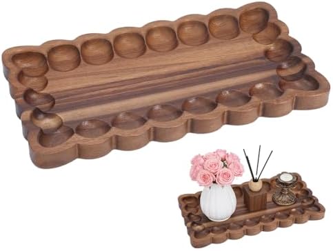 Wood Decorative Tray with Scalloped Edge Wood Serving Trays by Unknown