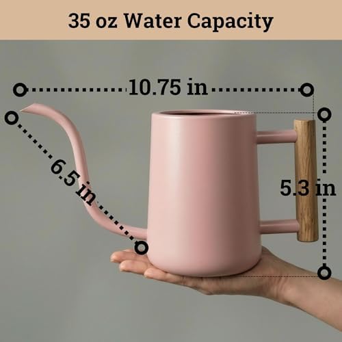 Metal Small Indoor Watering Can with Long Spout & Real Wood Handle, 35oz - Image 6
