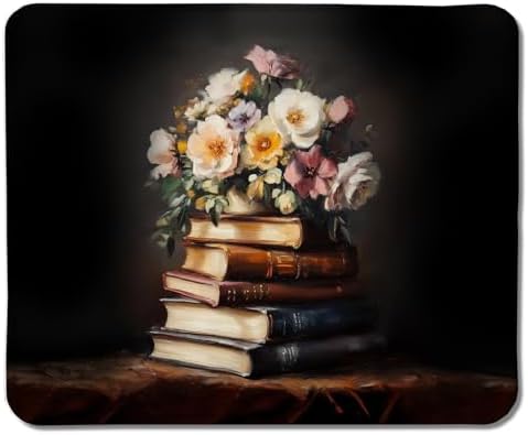 Moody Floral Book Mouse Pad, Book Lovers Readers Gifts, Dark Cottagecore Bookish Mouse Pads for Wireless Mouse Computers Laptop Desk Accessories, 9.5x7.9 Inch by Unknown