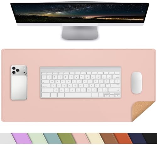 AFIING Cork Desk Mat, 31.5" x 17", Pink,Desk pad Protector by AFIING
