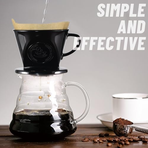 Melamine Pour Over Coffee Maker with 3 Drip Holes, Pour Over Coffee Dripper For Camping, Home, Café, Size 02 (Black) - Image 6
