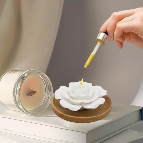 Flower Rose Ceramic Essential Oil Mini Diffuser, Wooden Pallet - Image 3