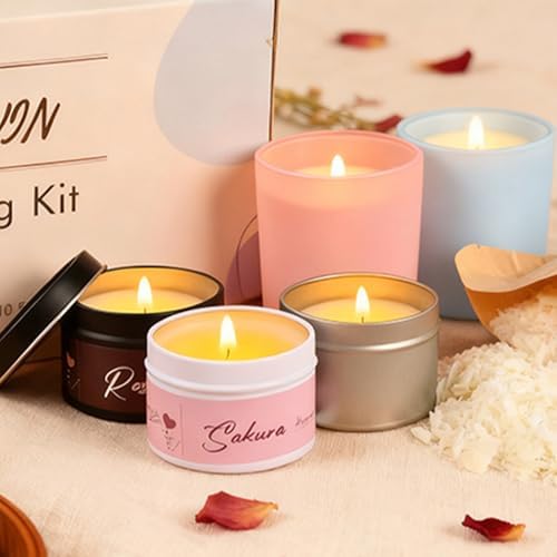 SHOWIN Candle Making Kit, DIY Candle Making Supplies for Adults, Starter Soy Wax Candle Kit with Candle Jars & Tins, Scented Home Decoration - Image 6