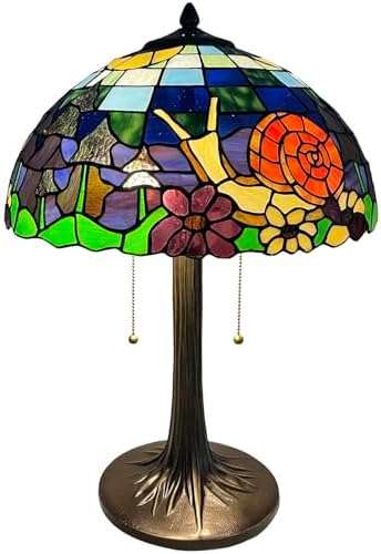 Bieye L13007 Land Snail Tiffany Style Stained Glass Table Lamp, 16Wx23H by Bieye