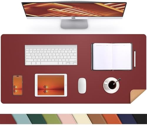 AFIING Cork Desk Mat, 35.4" x 17", Red,Desk pad Protector by AFIING