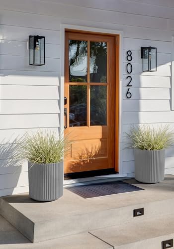 Veradek Round Demi Planter Pots for Indoor/Outdoor Garden Use | Made from Plastic - Concrete Mix with Drainage Holes | Perfect for Small to Large Succulent Plants, Flowers, Modern Interior Plants - Image 4