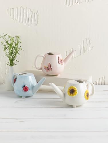 Mud Pie Sunflower Ceramic Watering Can - Image 2