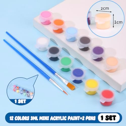 40 Pack Mini Acrylic Paint Set, 12 Colors Washable Paint Strips for Kids & Adults - Includes 80 Brushes, 480 PCS kids Paint Kits for Easter Eggs, Birthday, Classroom Party，school supplies - Image 5