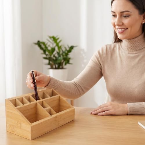 2 Pack Small Bamboo Art Supply Organizer - Image 7