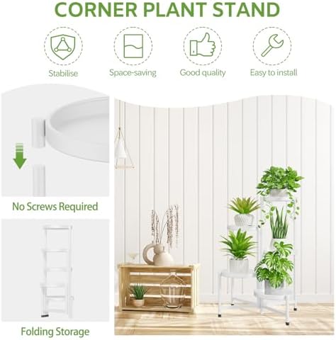 iDavosic.ly 5 Tier Large Plant Stand Indoor Outdoor, 10 In Wide Tray, White - Image 4
