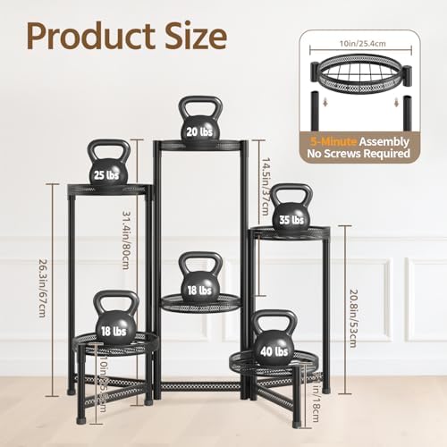 LASZOLA Plant Stand Indoor Outdoor Tall with 10 Inch Larger Tray, Black - Image 2