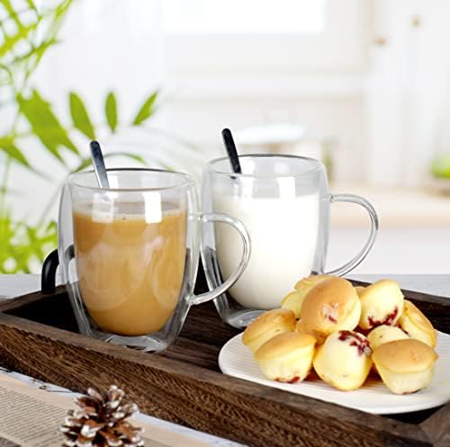 LIBWYS 6 Pack Double Walled Coffee Cups Glasses Mug 12oz Borosilicate Glass - Image 2