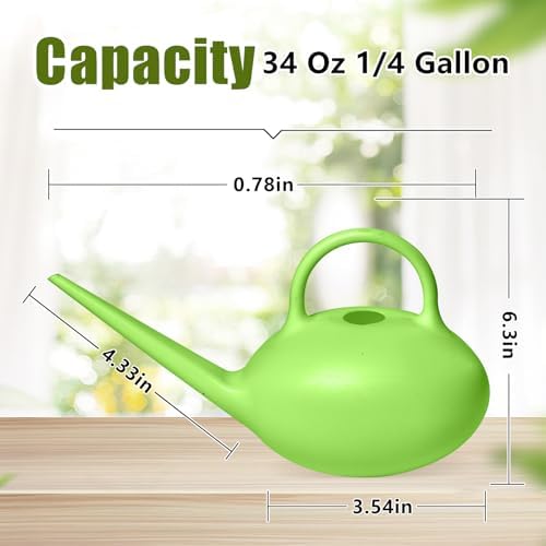 ZXJ Small Plastic Watering Can - 1/4 Gallon - for Home Plant Garden - Green - Image 2