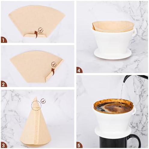 Segarty Camping Coffee Dripper Set, Collapsible White Silicone Coffee Maker with 200PCS Disposable Coffee Filter Cone Paper, Single Serve Dripping Brewer for Travel Backpacking - Image 4