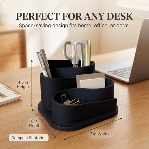 OAKOA Black Modern Desk Organizer - Minimalist Desk Accessories Pen Holder - Image 5