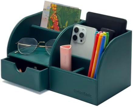 UnionBasic Desk Organizer - Multifunctional Leather Desktop Pen Holder Storage Box - Business Card/Pen/Pencil/Mobile Phone/Stationery Holder by UnionBasic