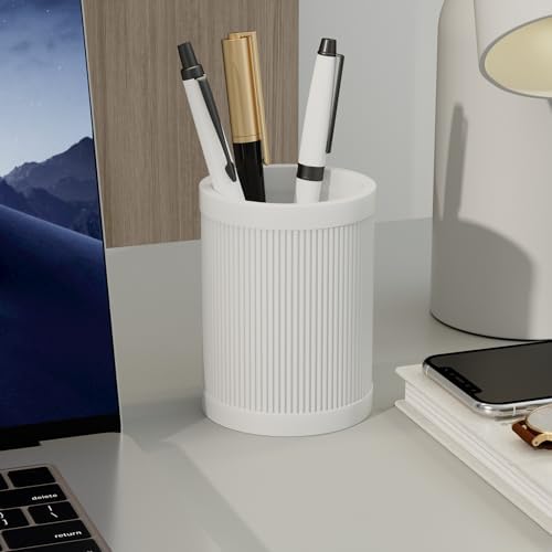 HighHerz Aesthetic Pen Holder For Desk, Modern Silicone Pencil Holder, Stylish Office Desk Decor, Made of 5 mm Thickened Premium Silicone, Office Desk Organizer And Accessories (White) - Image 3