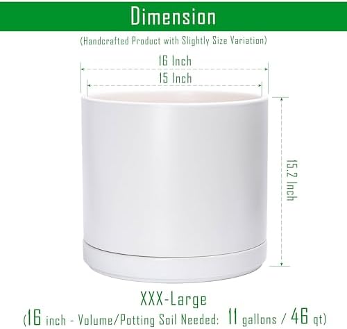 D'vine Dev 16 Inch Ceramic Planter Pot, White, 94-O-H-1 - Image 3