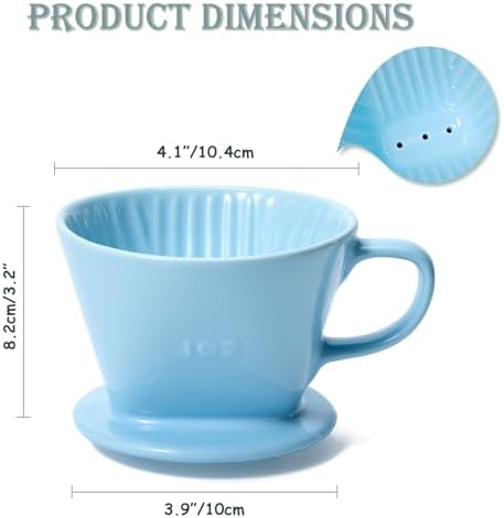 Pour Over Coffee Dripper, Ceramic Pour Over Coffee Maker, Blue - Image 2
