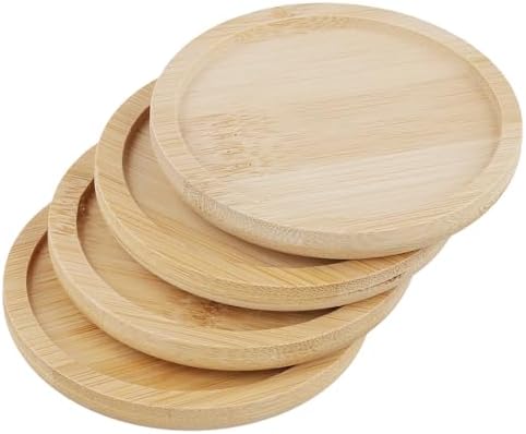 HOIGON 30 Pack Round Bamboo Coasters, 3 Inch Natural Wooden Coasters, Round Bamboo Tray Saucer Set for Drinks, Crafts, Succulents - Image 3