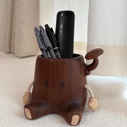 Handmade Stump-Style Wooden Pen Holder, Desktop Organizer Decor - Image 2