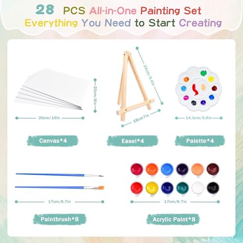4 Pack Paint and sip Kit for Adults, 8x10 Inch Canvas Painting Kit - Image 2