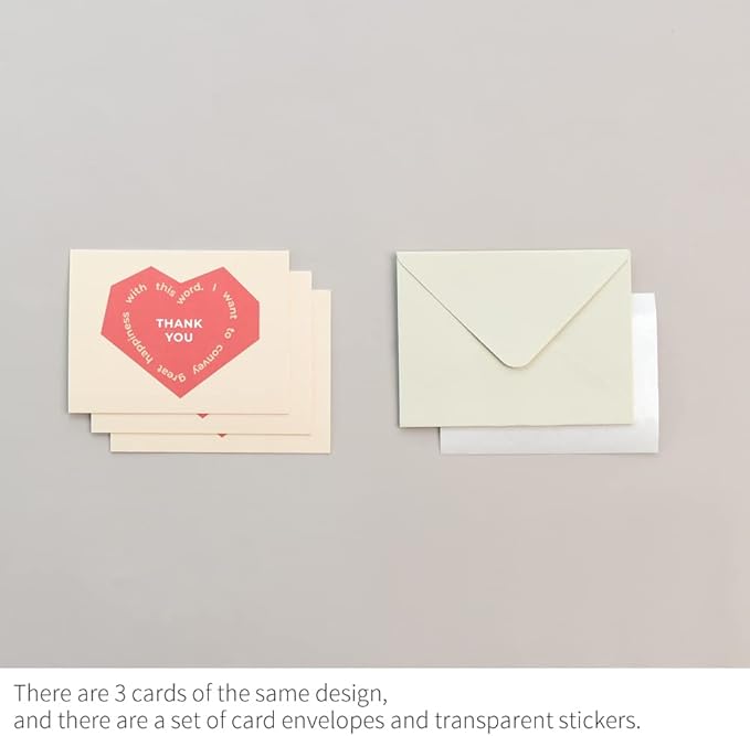 Monolike Day-by-day Card, Thank you-Objet - Mix 36 Mini Single cards, 36 envelopes, 36 stickers Package