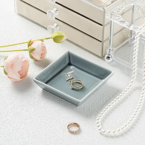 Ceramic Trinket Dish, Small Jewelry Ring Tray, Blue - Image 4