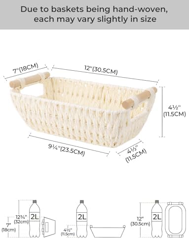 StorageWorks Small Storage Basket, Woven Basket for Shelves, White - Image 2