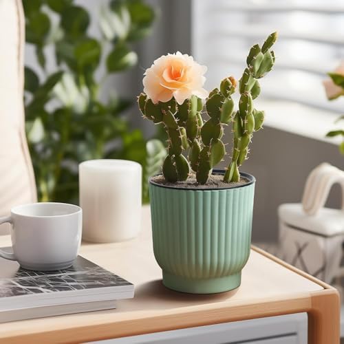T4U Self Watering Pots for Indoor Plants, 4.5 Inch 6 Pack Planter Green - Image 7