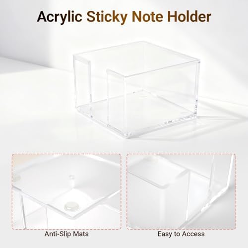 3 Pcs Acrylic Pen Pencil holder and Sticky Note Holder,Clear Desk Organizer,Desk Accessories for Office School Home - Image 6