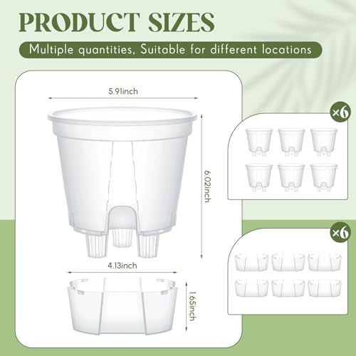 Wonderjune Self Watering Planter, 5.91'', Clear, 6 Pcs - Image 2