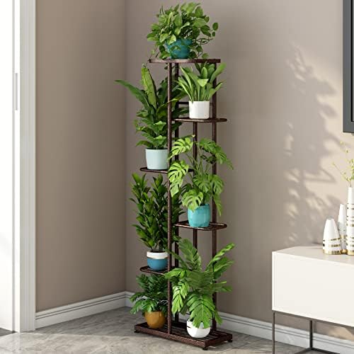 LINZINAR 6 Tier Plant Stand Indoor Outdoor Metal Flower Pot Display Shelf - Image 3