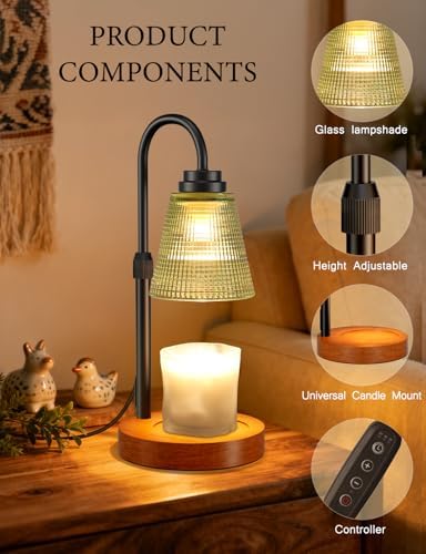 Candle Warmer Lamp with Timer Dimmable, Lamp Candle Warmer Birthday Gifts for Women, Black Adjustable Wax Melter Warmer for Jar Candles, House Warming Gift Home Decor - Image 2