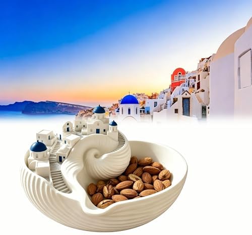 Santorinistyle Catchall Bowl, 3D Printed Greek Island Organizer for Keys, Blue Dome Building Conch Catchall Bowl, Architecture Style Decorative Shell Tray for Keys Coins & Jewelry(1pc) by Unknown