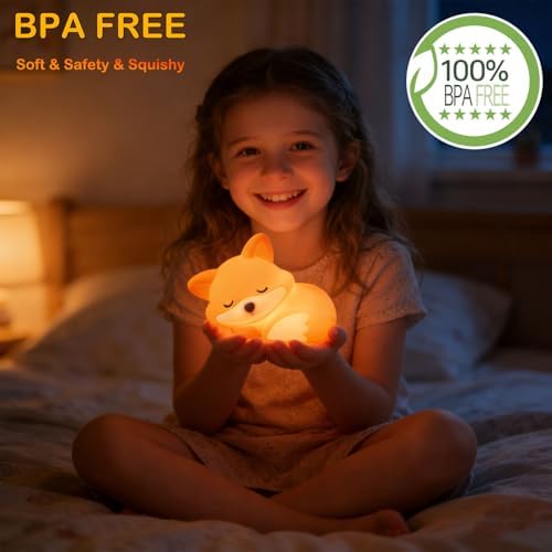 Fox Lamp, Fox Cute Night Light Gifts, Rechargeable Bedside Nightlight, Dimmable Squishy Silicone Animal Touch Lamp, Baby Room Decor, Small Night Light for Kids Teens Boys Girls Lovers - Image 4