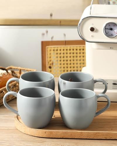 Coffee Mugs Set of 4, 16 oz Ceramic Coffee Cups for Latte, Tea, Milk, Cereal, Cappuccino, Stoneware Tea Cups for Housewarming Wedding Gifts, Microwave & Dishwasher Safe, Pebble Gray - Image 5
