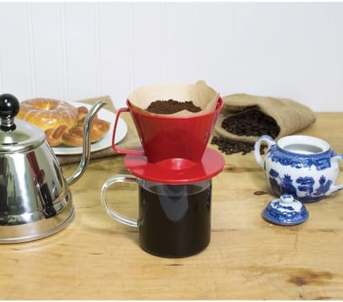 Fino Pour-Over Coffee Brewing Filter Cone, Number 1-Size, Red, Brews 1 to 2-Servings, Set of 2 - Image 4