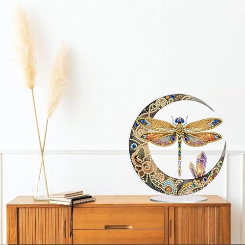 Diamond Painting Kits for Adults Beginners, 5D Full Drill Dragonfly Crystal Art Desktop Ornament, DIY Single Sided Home Office Desk Decor, Creative Craft Gift Set with Tools - Image 4